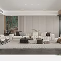 Modern Living Dining Room Interior Design With Sofa Chairs And Decorative Painting