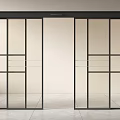 Modern Sliding Doors With Black Frame And Glass Panels For Interior Space