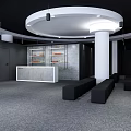 Modern HUAWEI Car Exhibition Hall Design With Reception Desk And Background Screen