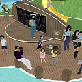 Children's Play Area With Circular Paths Blue Water Features Green Lawns And Trees
