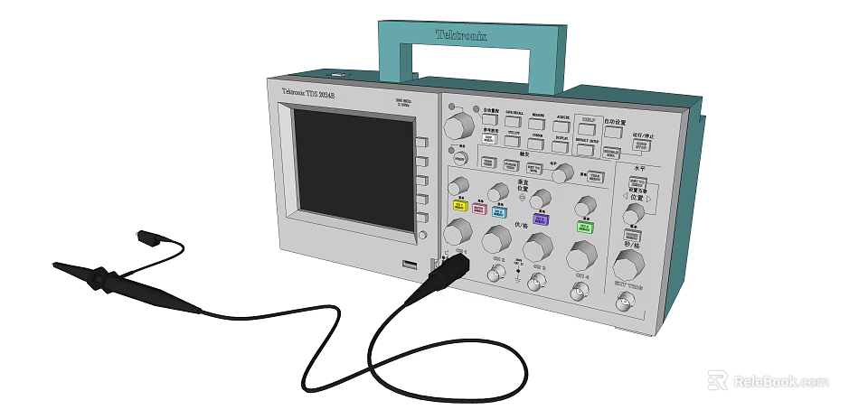 Industrial Equipment Rigol Oscilloscope with Display Screen Control Knobs and Connecting Cables 3d model 
