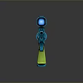 Futuristic Blue Green Sci Fi Weapon With Modern Design And Perforated Details