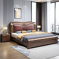 Luxury Solid Wood Carved Upholstered Double Bed With Comfortable Bedding For Cozy Modern Bedroom Interior