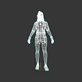 White Haired Game Character In Black Red Combat Outfit With Mechanical Details