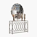 Elegant Modern Entryway Console Table With Metal Frame Decorative Mirror And Ornaments