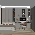 Tatami Bedroom Design With Modern Storage Cabinets Desk Chair And Decorative Items