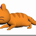 Orange Cat Stuffed Toy With Smiling Face Pink Cheeks And Striped Body