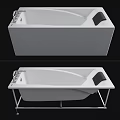 Modern White Bathtub Design With Black Cushion And Metal Support Legs