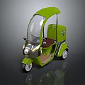 Green Electric Delivery Tricycle With Transparent Windshield Cargo Box And Seat
