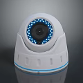 White Dome Computer Surveillance Camera With Blue LED Lights And Clear Lens Housing