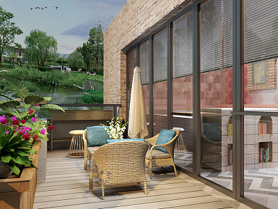 Modern Balcony 3d model