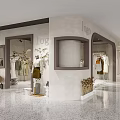 Modern Minimalist Clothing Store Interior With Mannequins Hanging Clothes Decorative Plants And Sleek Flooring