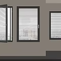 Casement Windows with Dark Frames and Blinds in Modern Minimalist Interior with Light-Colored Walls