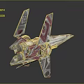 Futuristic Red And White Sci Fi Spaceship Model With Detailed Wings And Engines
