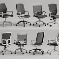 Modern Office Chairs with Different Styles Mesh Back and Swivel Base Design 3d model