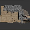 Modern Restoration Work Inside Ancient Stone Building With Columns And Tools 3d model