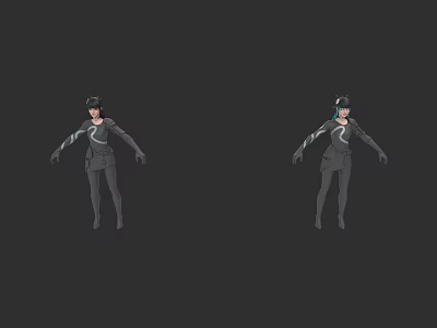 Game And Movie Character In Dark Uniform With Hat And Two Poses 3d model