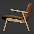Modern Brown Upholstered Accent Chair with Armrests and Light Wooden Legs for Contemporary Living Space