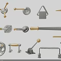 Durable Assorted Metal Hardware Tools With Handles Knobs Hooks Levers And Brass Accents