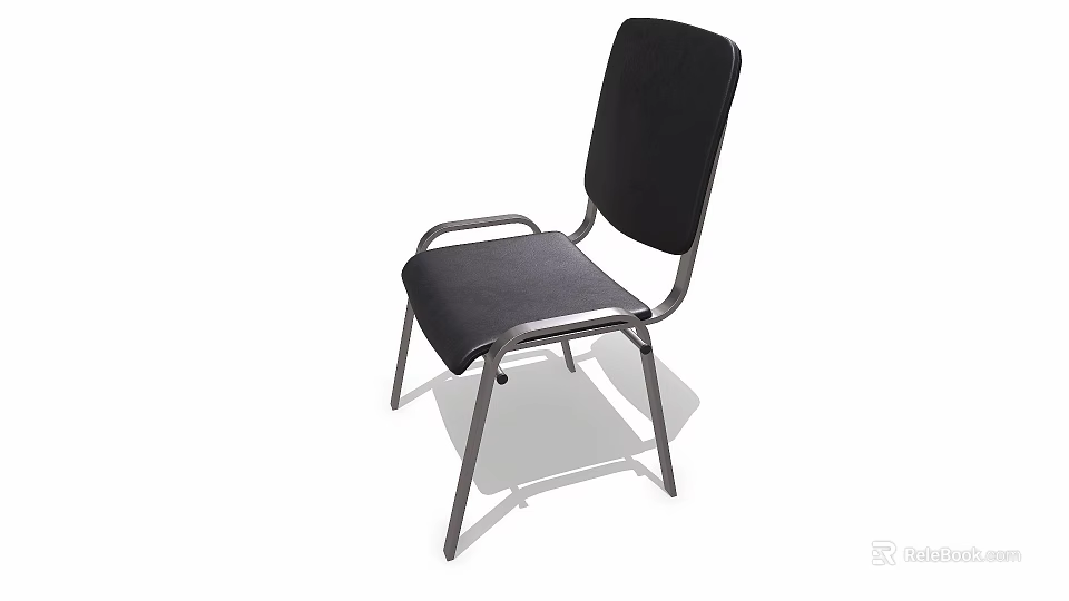 Modern Simple Leisure Chair With Black Fabric Seat And Metal Frame 3d model 
