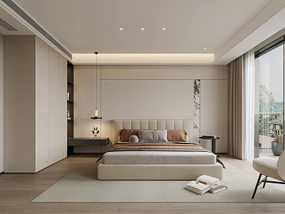 Master Bedroom Cloakroom Large Wardrobe Master Room Bedside Chandelier Bedside Cabinet Single Chair Dressing Cabinet Clothes Ornaments 3d model