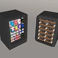 Small Black Compact Refrigerators for Beverage and Wine Storage with Colorful Cans 3d model