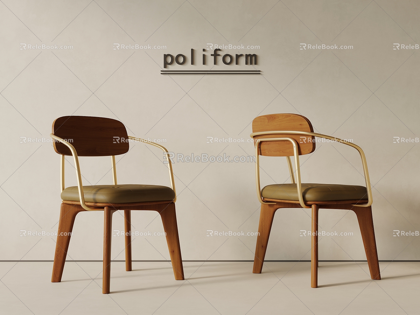 Middle Style Dining Chair Writing Chair Chair 3d model