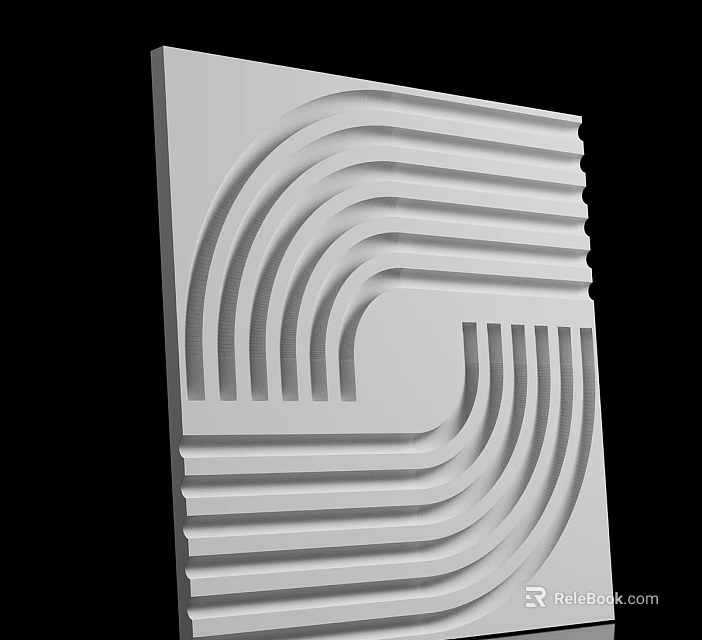 Modern Wall Paneling With Curved Lines And Geometric Textured Design Features 3d model 