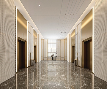 modern elevator hall 3d model