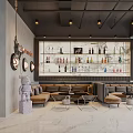 AIMILI Bar Interior Design With Cocktail Whisky Red Bear Sculpture Marble Floor And Chandeliers