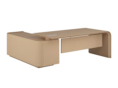 Modern Minimalist Wooden Office Desk With Storage Drawers And Smooth Surface 3d model