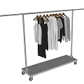 Mobile Clothes Rack With Wheels Hanging Various Clothes And Bottom Shelf 3d model
