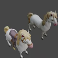 Two White Stuffed Toy Horses With Saddle Bridle And Mane Details
