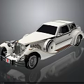 White Vintage Classic Car With Chrome Accents Smooth Body And Reflective Surface