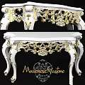 Ornate White Gold Decorative Furniture Featuring Intricate Carvings And Modernese Gastone Design