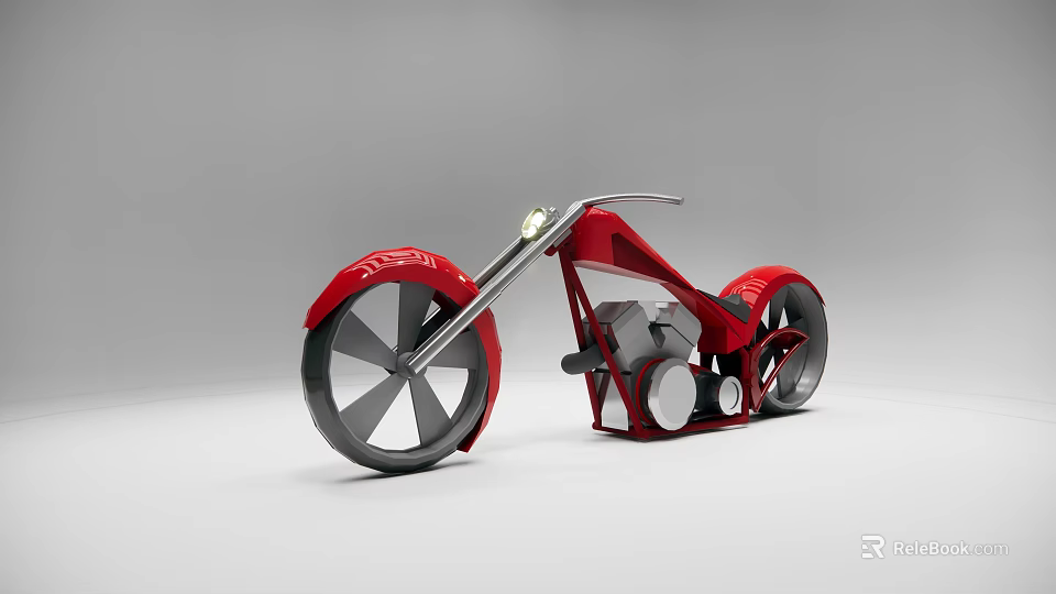 Red Futuristic Motorcycle With Large Wheels 3d model 