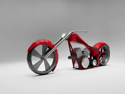 Red Futuristic Motorcycle With Large Wheels 3d model