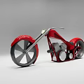 Red Futuristic Motorcycle With Large Wheels