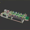 Industrial Processing Machine With Green Conveyor Belt And Multiple Workstations