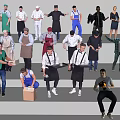 Modern European and American character multiplayer combination 3d model