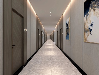 Modern Hall Walkway 3d model