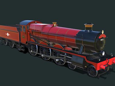 Vintage Red And Black Steam Train Classic Locomotive With Retro Design 3d model