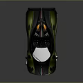 Green Convertible Sports Car With Rear Spoiler Black Red Stripes And White Wheels