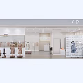 Modern Minimalist Clothing Store Interior With Hanging Racks Fitting Room And Cashier Desk