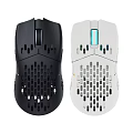 Black and White Computer Mouse with Hollow Design and RGB Lighting