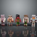 Pixel Art Minecraft Characters With Diverse Outfits Weapons And Standing Poses