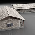 Rural Self Built House with Wooden Structure Tile Roof Windows and Porch