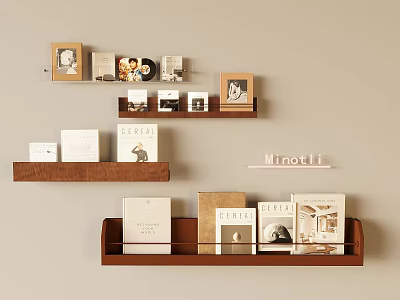 Antique Bookshelf Storage Rack Wall Hanging Solid Wood Storage Rack Newspapers and Magazines Video Discs 3d model