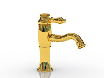 Elegant Golden Faucet With Curved Spout And Ornate Classical Design Details 3d model