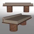 Modern Stool With Light Gray Upholstered Seat And Dark Brown Wooden Legs